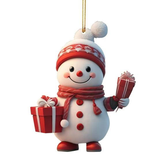 A Acrylic Christmas Snowman Hanging Ornament Flat Pendant 8In Christmas Tree Decoration Holiday Home Indoor Outdoor Decor Festive Party Supplies Gift
