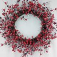 thumbnail image 2 of Corona de Navidad roja Senmasine de 24 pulgadas, baya para decoración colgante de puerta delantera, vacaciones interiores y exteriores, 2 of 4