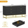 thumbnail image 2 of 6 Drawer Dresser with Wide Storage, Modern Wood Chest with Metal Legs for Bedroom, Living Room & Hallway, 2 of 8