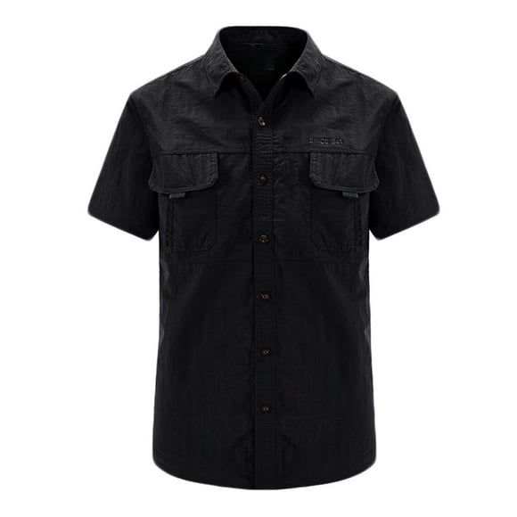Summer Lightweight Work Blouse for Men Button Down Waterproof Cardigan Breathable Windbreaker with Multi-Pockets Clearance