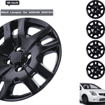 Wheel Rims Covers 16 inch 4 Pieces ,for 2007-2012 NISSAN SENTRA Compatible with Steel Wheels and Bolt on Installation Hubcaps PP Material (Black Lacquer)