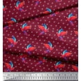 thumbnail image 2 of Soimoi Red Silk Fabric Watercolor Macaw Parrot & Triangle Geometric Fabric Prints By Yard 42 Inch Wide, 2 of 5