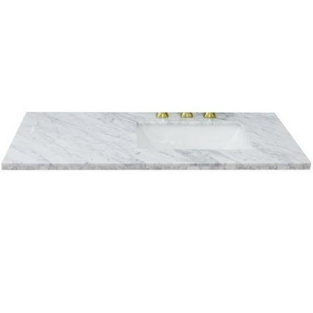 Bellaterra Home 430002-43R-WMR 43 in. Carrara Marble Countertop & Single Rectangle Right Sink, White