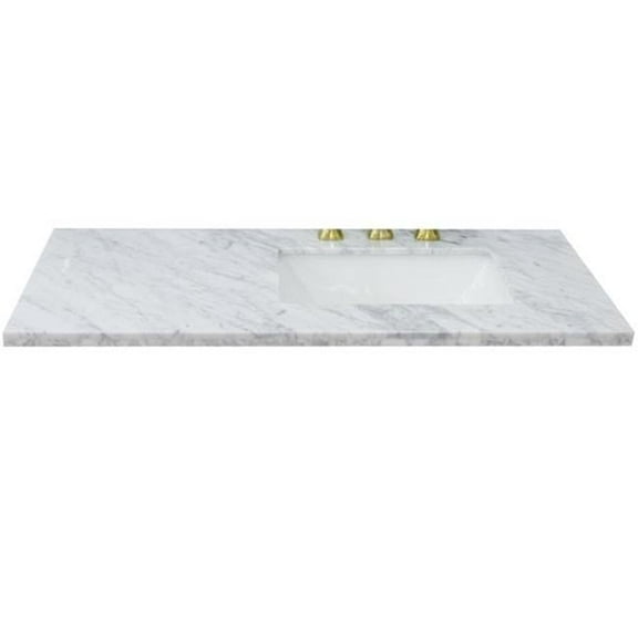 Bellaterra Home 430002-43R-WMR 43 in. Carrara Marble Countertop & Single Rectangle Right Sink, White