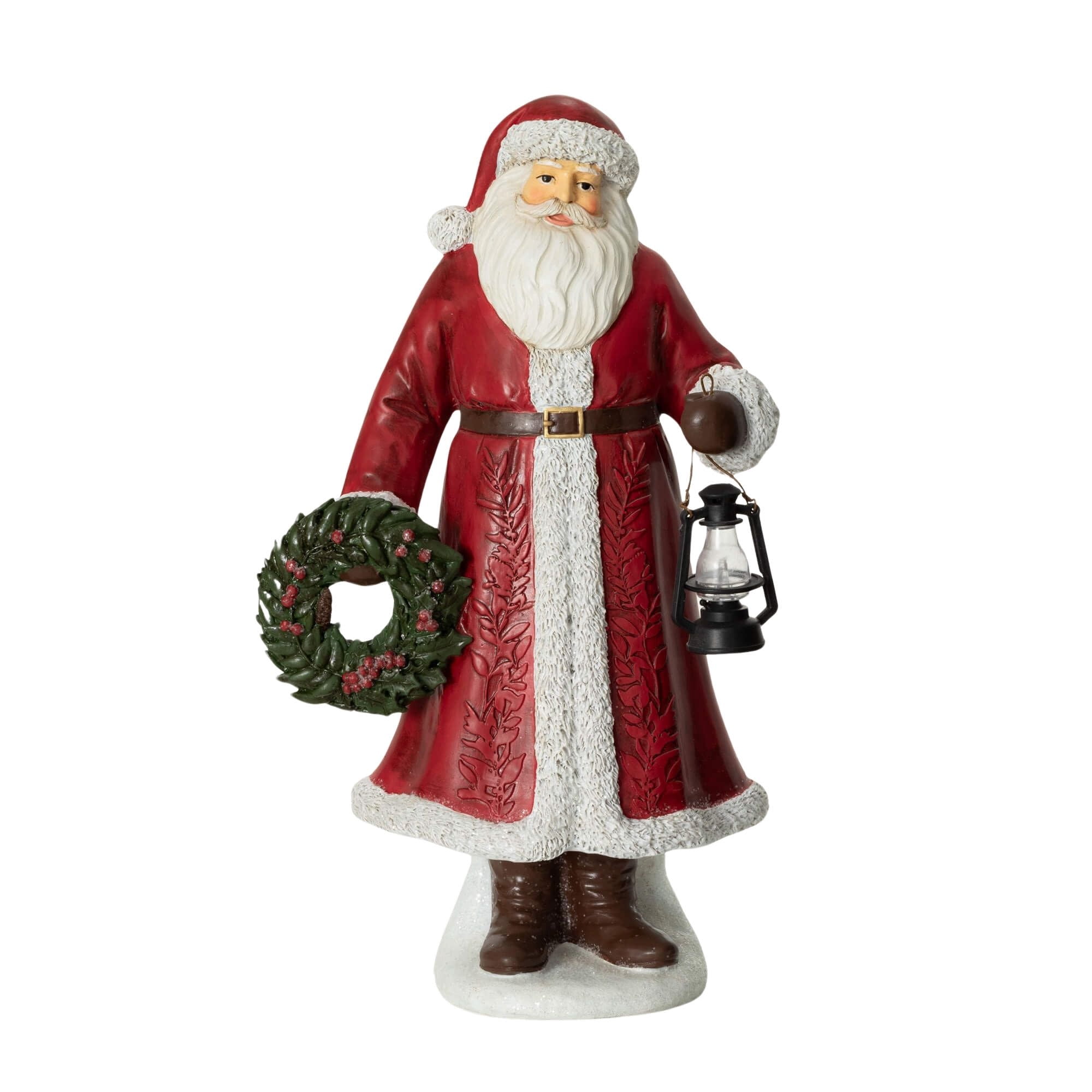 12.25"H Sullivans Christmas Woodland Santa With Wreath, Multicolor