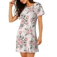 thumbnail image 2 of Balery Rose Flowers Pattern Womens Short Sleeve Sleepshirt Scoopneck Cute Nightdress Comfy Nightgown Loungewear Dress, 2 of 6
