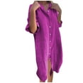thumbnail image 1 of Bowake Chemises à Boutons pour Femmes Robes Manches 3/4 Couleur Unie Robe Midi Ample Robe d'Été Décontractée 2024, 1 of 5