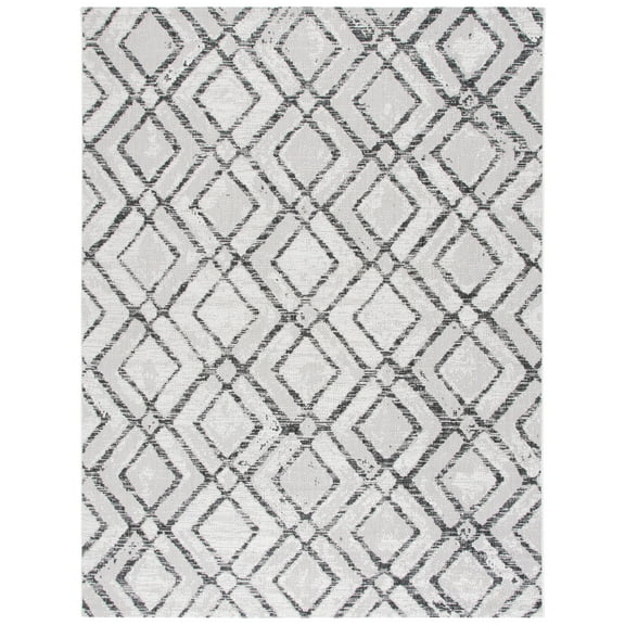 SAFAVIEH Courtyard Alexa Geometric Indoor/Outdoor Area Rug, Ivory/Black, 9' x 12'