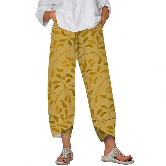 CLOOCL Women Loose Plus Size Long Pants Vintage Apricot Flower 3d Printed Wide Leg Pants Female Pockets Trousers