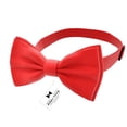 thumbnail image 2 of Boy's Scarlet Bow Tie with Handkerchief Set Pre-Tied Style Formal Satin Classic Bowtie for Tuxedo Faux Silk, by Adam Young (Medium, Red), 2 of 5