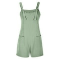 thumbnail image 5 of Aunavey Women's Cotton Linen Jumpsuits Lace Up Suspender Sleeveless Loose Shorts Overalls Rompers Casual Outfit, 5 of 6