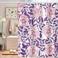 thumbnail image 3 of Purple Floral Shower Curtain Chic Flowers Botanical Pastoral Printed Shower Curtains for Modern Aesthetic Bathroom Bathtubs Decor Washable Durable Polyester Fabric 72x72 Inch with Hooks, 3 of 6