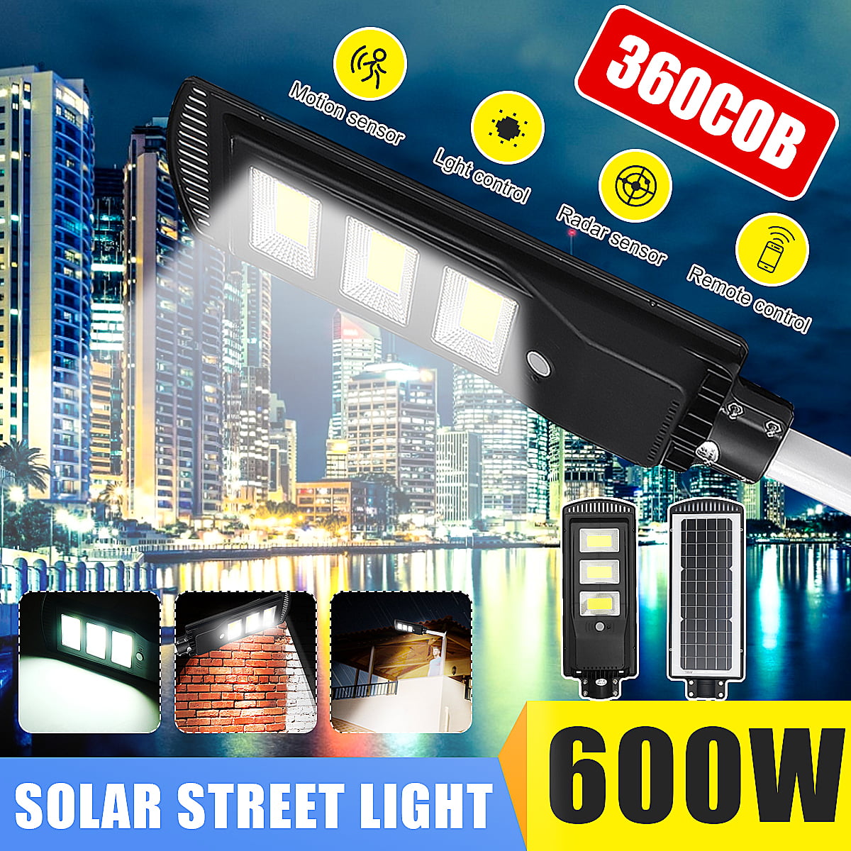 150W 400 LED Bright Solar Powered Flood Light Spotlight Outdoor Wall Street Lamp