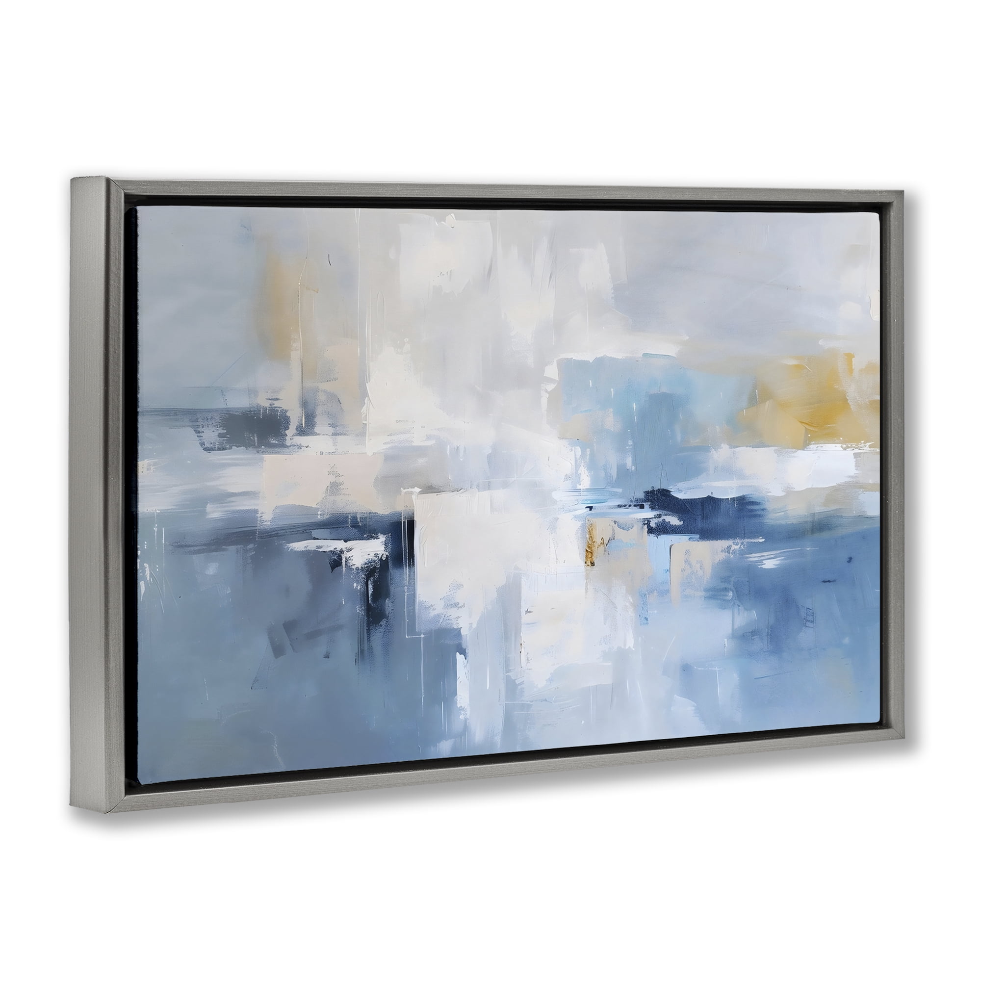 Stupell Industries Blue Sea Mist Horizon Gray Framed Floater Canvas Wall Art, design by Creative Studio