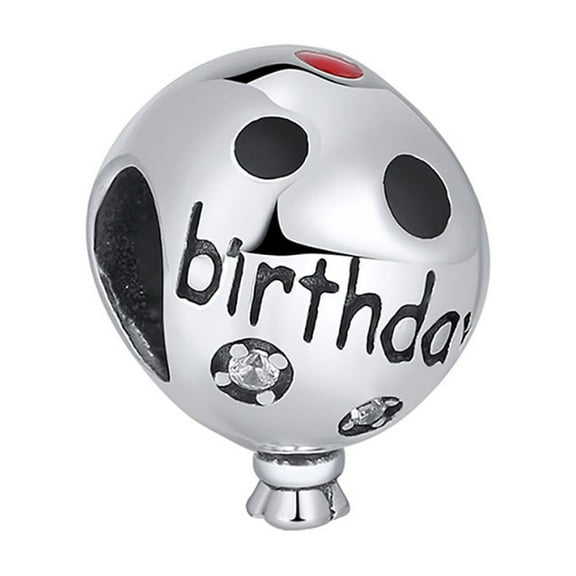Birthday Balloon Charm European Bead Sterling Silver Ginger Lyne Collection