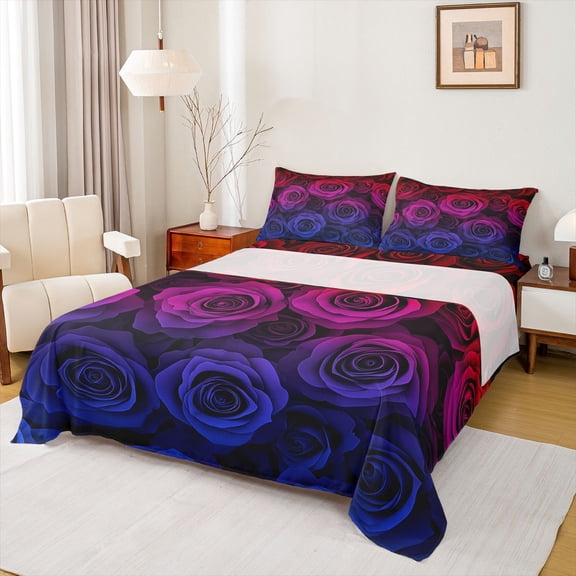Castle Fairy Girls Gradient Rose Twin Sheet Sets,Happy Valentine's Day Bedding