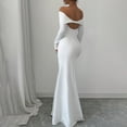 thumbnail image 3 of Aellinatey Women's Long Sleeve Off The Shoulder Bodycon Dress Elegant Maxi Dress Cocktail Prom Dresses, 3 of 7