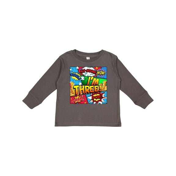 Inktastic I'm Three Comic Book Boys or Girls Long Sleeve Toddler T-Shirt