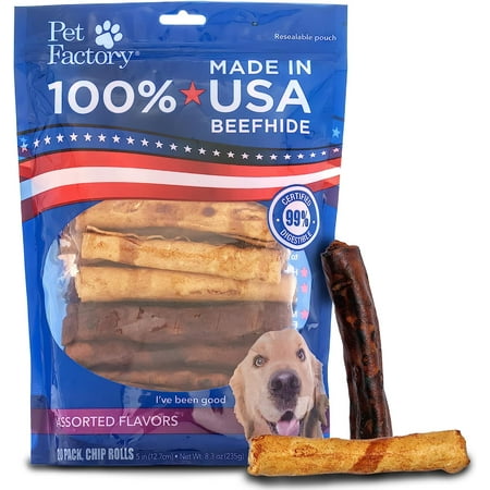 UPC: 0094983781094 | Pet Factory 100% Made in USA Beefhide 5  Chip Rolls Dog Chew Treats – Beef & Chicken Flavor  20 Count/1 Pack Beef & Chicken 20 Count (Pack of 1)