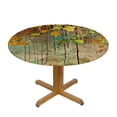 thumbnail image 3 of HAOXIT Watercolor Flower Round Elastic Fitted Tablecloth, Soft Colored and Leaves on Misty Retro Backdrop Nature Art, for Kitchen Dinning Tabletop Outdoor Picnic, Fits Round Table 31-35, 3 of 8