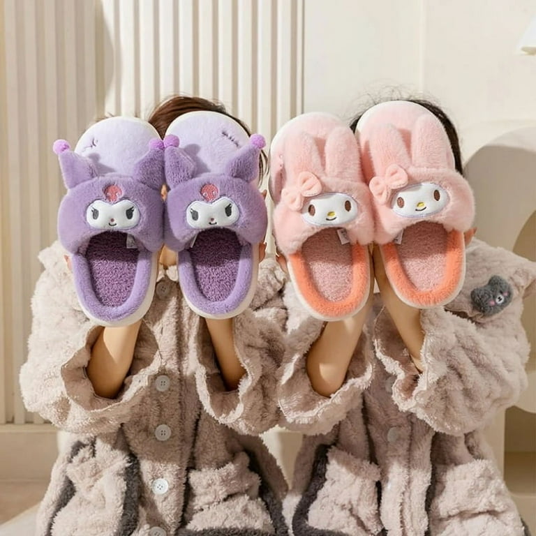 Kawaii Sanrio Hello Kitty Slippers Kuromi My Melody Home Slippers Women s Slippers Women s Winter Girls Adult Plush Slippers Walmart