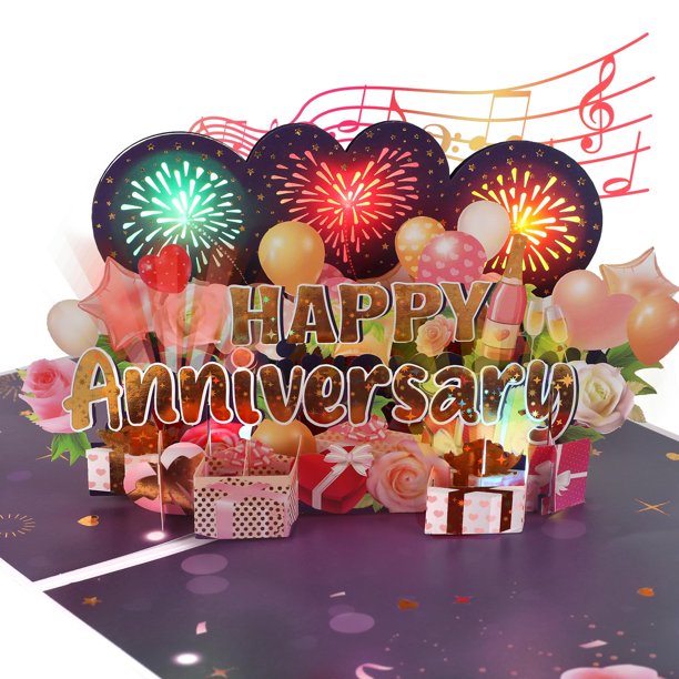 Tarjeta de Aniversario Ecloverlife con Luces, Música y Diseño 3D desplegable