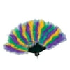 Party Central Club Pack of 12 Green and Purple Mardi Gras Feather Fan Party Accessories 20"