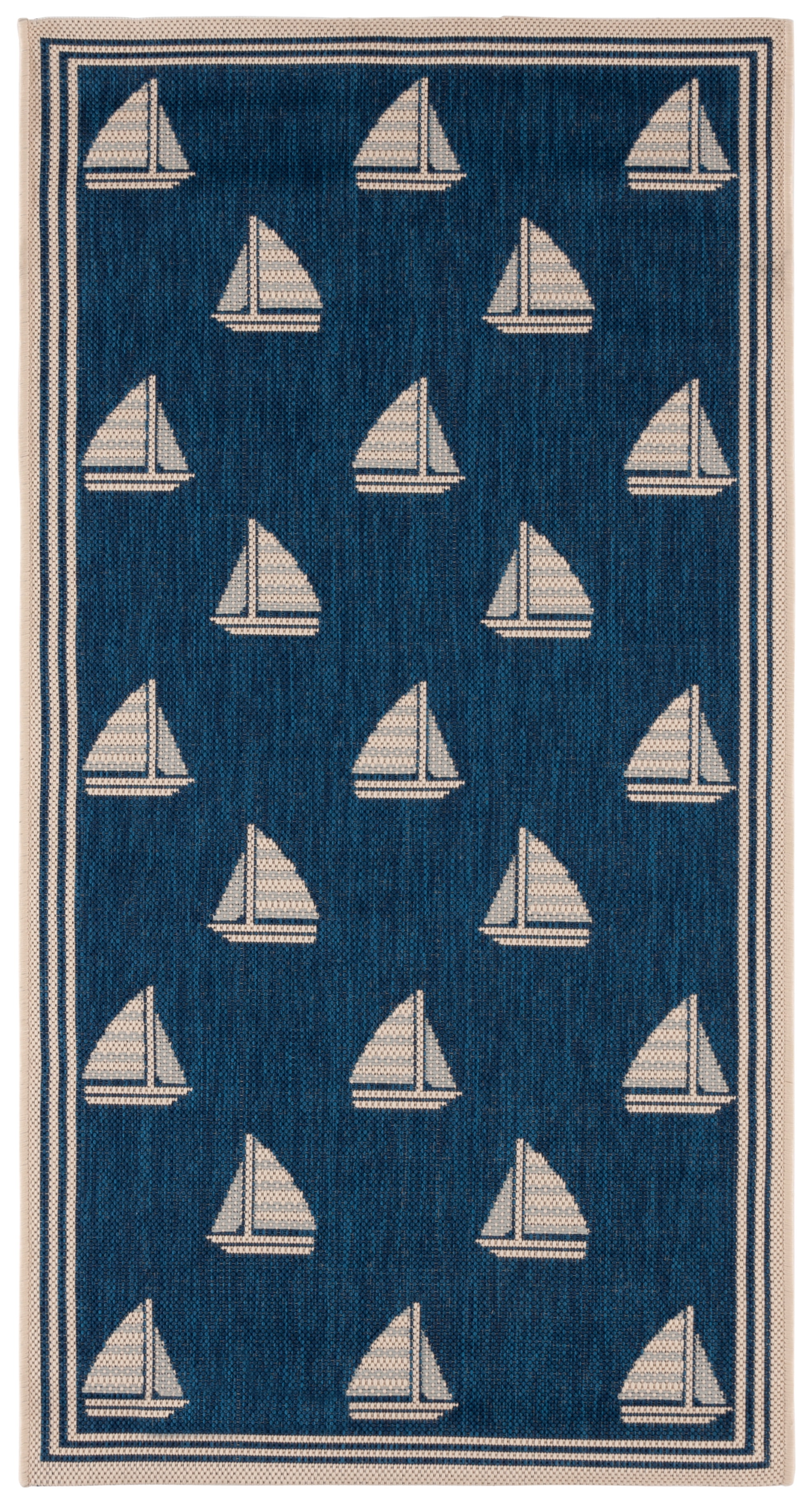 Safavieh Courtyard Ainsley Sailboat Indoor/Outdoor Area Rug, Navy/Beige, 2'7" x 5'