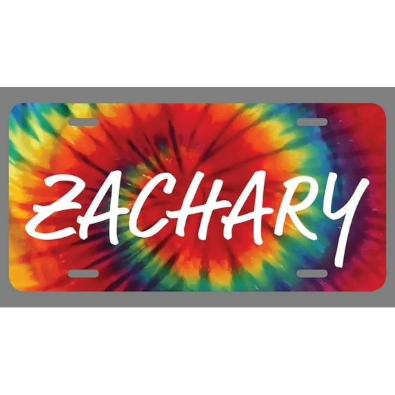Zachary Name Tie Dye Style License Plate Tag Vanity Novelty Metal | UV Printed Metal | 6-Inches By 12-Inches | Car Truck RV Trailer Wall Shop Man Cave | NP1872