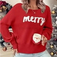 thumbnail image 4 of Suéter navideño de invierno para mujer 2024, suéteres de gran tamaño con cuello redondo rojo y verde, suéteres casuales de manga larga de murciélago, suéteres navideños, 4 of 5