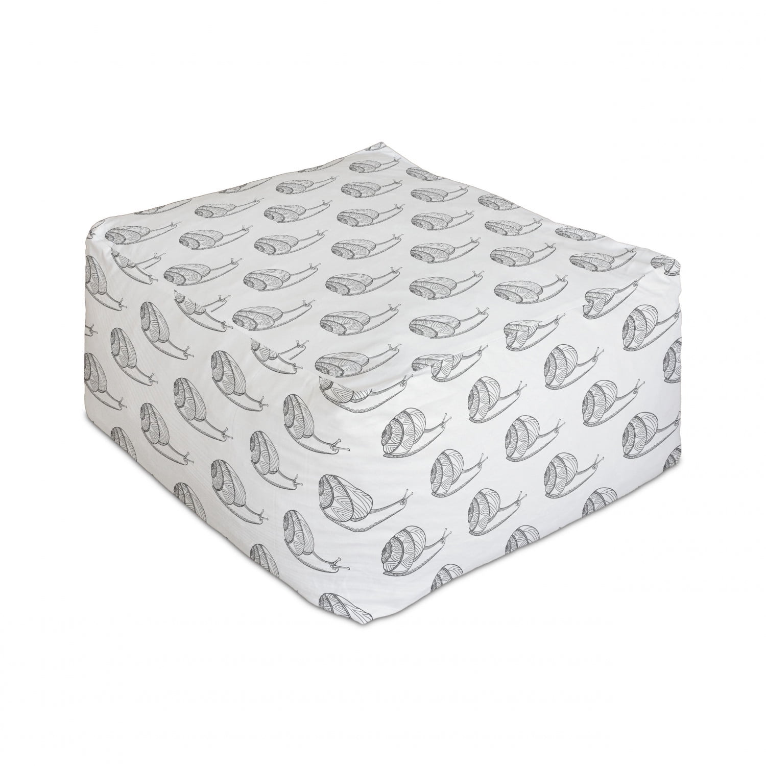 Snail Rectangle Pouf, Spring Rain Nature Themed Monochromatic ...