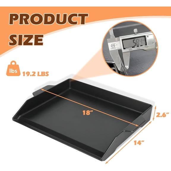 Cast Iron Griddle 18.6" x 14" Pre-Seasoned Nonstick Flat Top Grill Plate for Outdoor Gas Charcoal Stove Camping