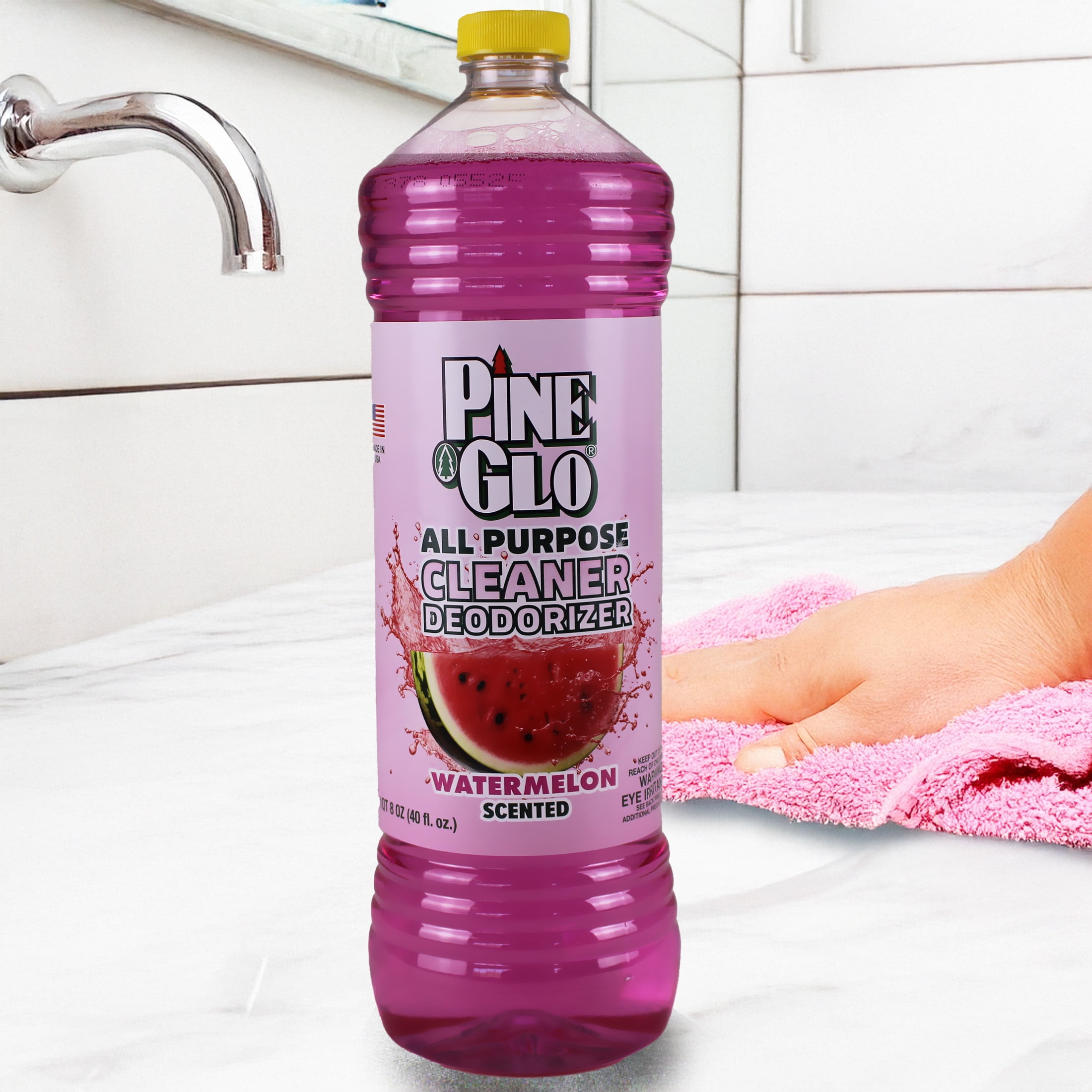 Pine Glo All Purpose Multi-Surface Cleaner Deodorizer, Pourable, Watermelon Scent, 40 fl oz