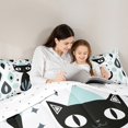thumbnail image 5 of Homewish Cartoon Black Cats 3 Pieces Queen Comforter Set for Kids Teens,Kawaii Animal Ultra Soft Bedding Sets,Abstract Geometric Bedding Comforter Set Breathable,Super Cozy Room Decor,Reversible, 5 of 8