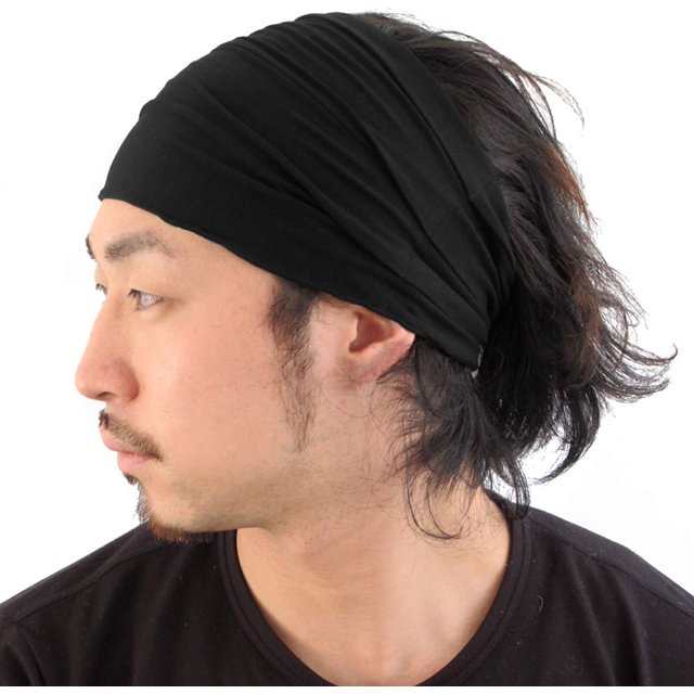 Diadema deportiva para hombre - Diadema de bandana elástica, negra ER