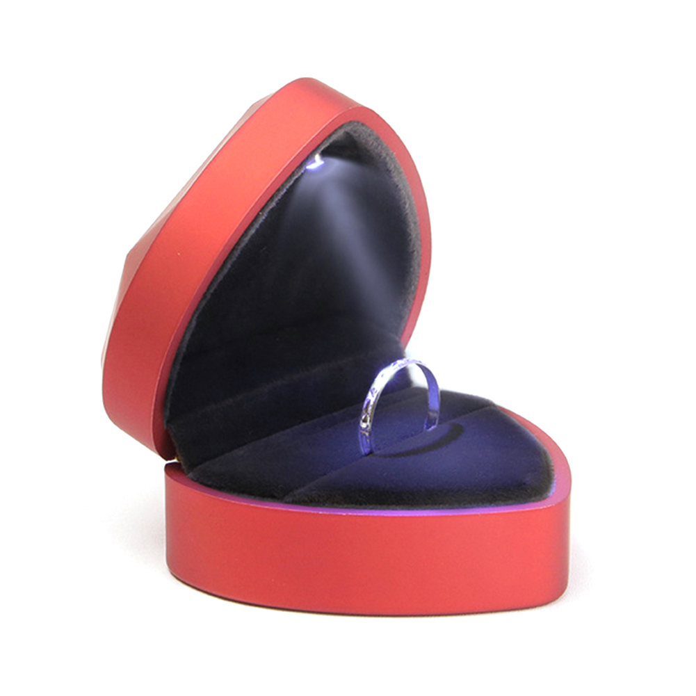Details about / Heart Blue Velvet Wedding Ring Earring Jewelry Display Gift Box