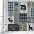 thumbnail image 2 of Cabin Shower Curtain, Rustic Shower Curtain, Farmhouse Bear Deer Shower Curtains, Lodge Wildlife Moose Shower Curtains with 12 Hooks Country Adventure Men Bathroom Curtain Sets 72W x 72H, 2 of 6