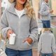 thumbnail image 1 of Pntutb Mujer Casual Invierno Cuello Alto Cuello Redondo Manga Larga Suelto Color Sólido Sin Capucha Abrigo Chaqueta Liquidación Pntutb Pntutb-7260, 1 of 9