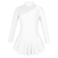 thumbnail image 1 of inhzoy Robe de Patinage Artistique pour Filles Manches Longues avec Strass Robe de Danse Ballet Justaucorps de Gymnastique Blanc 6, 1 of 7