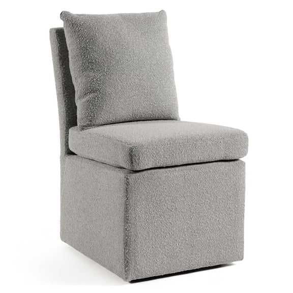 Furniture of America Mortimer Boucle Fabric Swivel Gray Side Chair with Casters