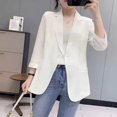 thumbnail image 1 of Internet Celebrity Explosion Chiffon Double-Layer Sun Protection Clothing plus size Summer Middle-aged Female Mother 9-Sleeve Small Suit Thin Jacket, 1 of 7