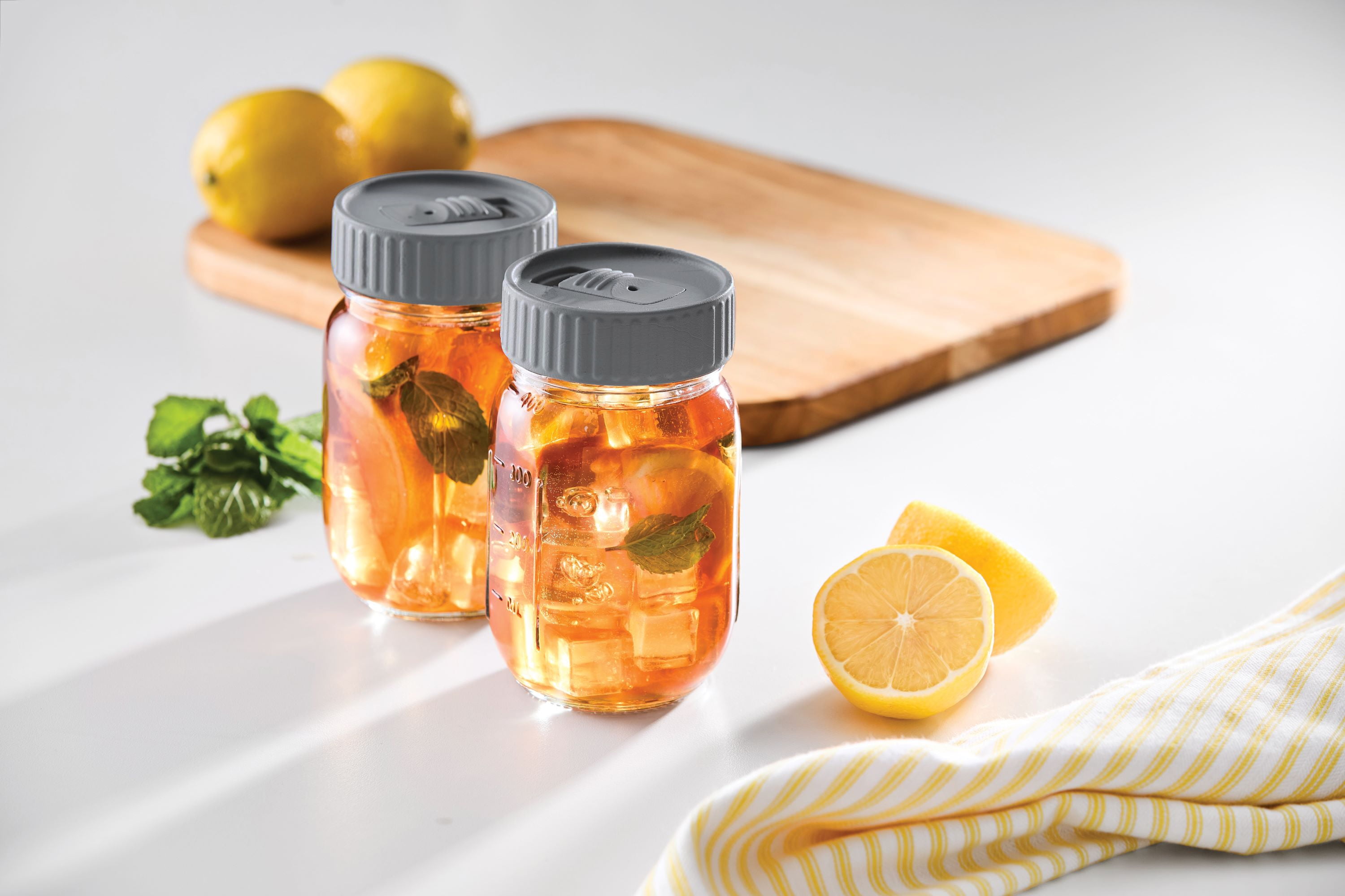 (6 pack) Mainstays BPA-Free Plastic Mason Jar Lids for Drinking – Dishwasher Safe Gray Canning Jar Lids