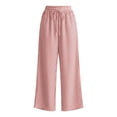 thumbnail image 5 of hoksml Women's Drawstring Waist Striped Wide Leg Pants, Casual Stretchy Trousers with Pockets, 5 of 6