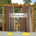 thumbnail image 3 of NICETOWN 2 Panels Outdoor Curtains for Patio, Top and Bottom Pocket & Back Tab Windproof Drapes Thermal Insulated Blackout Curtains for Porch Gazebo Pergola with Fixed Rope, 52"x95", Tan, 3 of 8