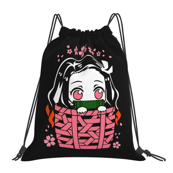 Demon Slayer Kamado Nezuko Drawstring Backpack Sport Gym Bag For Yoga Swimming Gymsack Sport Strap Pack Bag
