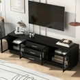thumbnail image 2 of 68.9''TV Stand for TVs up to 75", Entertainment Center Media Console Cabinet with 4 Doors and 3 Drawers, Wood Storage Cabinet for Living Room or Bedroom, Black, 2 of 8
