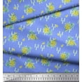 thumbnail image 2 of Soimoi Blue Cotton Duck Fabric Leaves & Floral Print Sewing Fabric Yard 42 Inch Wide, 2 of 3