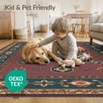 thumbnail image 4 of ODIKA 5'x7' Blue Brick Geometric Design Washable Area Rug Intricate Octagonal and Floral Patterns Easy Care, Non-Shedding, Pet Friendly, for Small Living Room, Bedroom, 4 of 7