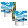 thumbnail image 2 of Cauagu Urban Riverside Clock Tower for Rectangle Acrylic Night Light - Acrylic Modern Bedside Light with LED Light Lamp Base - Decorative Night Lamp for Restaurant Bar Cafe Shop, 2 of 9