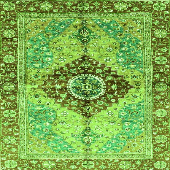 Ahgly Company Indoor Square Persian Green Traditional Area Rugs, 3' Square